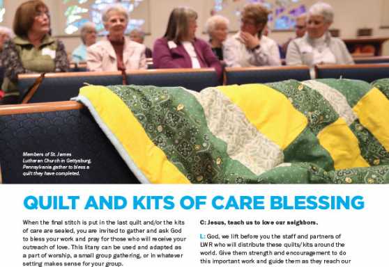 LWR Sunday Quilt and Kits of Care Blessing