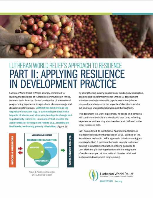 Lutheran World Relief's Approach to Resilience Part II: Applying Resilience in Development Practice