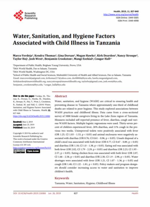 Water, sanitation, and hygiene factors associated with child illness in Tanzania