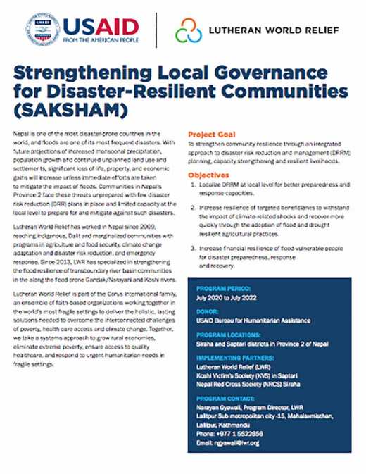 Strengthening Local Governance for Disaster-Resilient Communities (SAKSHAM)