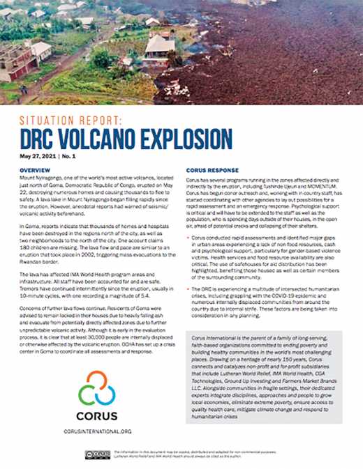Situation Report: DRC Volcano Explosion No. 1