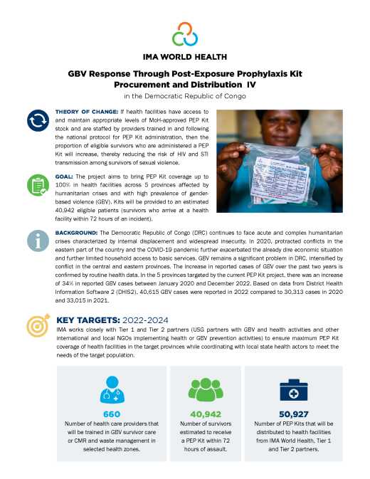 GBV Response Through Post-Exposure Prophylaxis Kit Procurement and Distribution IV