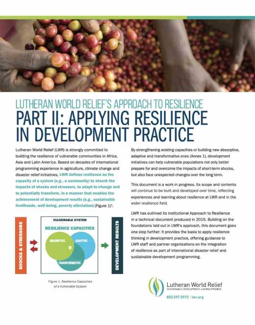 Lutheran World Relief's Approach to Resilience Part II: Applying Resilience in Development Practice
