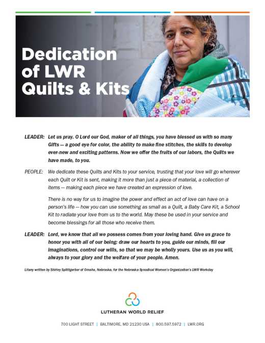 Dedication of LWR Quilts and Kits