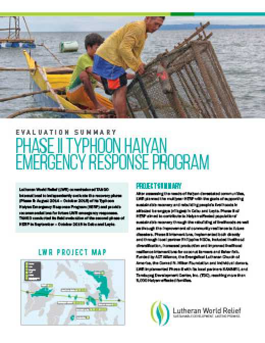 Phase II Typhoon Haiyan Emergency Response Program